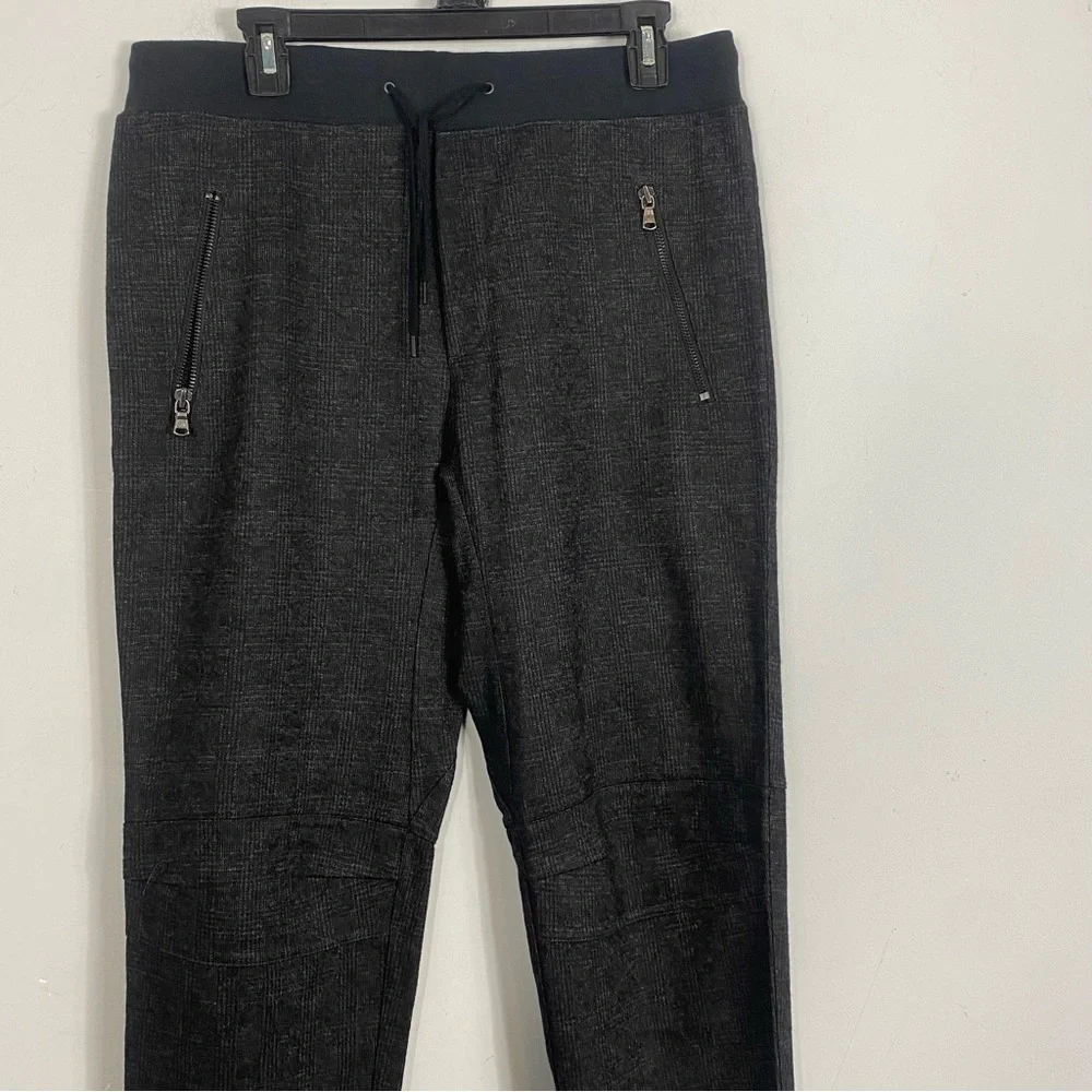 JOHN VARVATOS Zip Pocket Jogger Pant Size Medium Gray Plaid Sweatpants